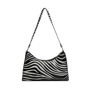 Women's Zebra Print Tote Shoulder Bag Leather Top Handle Purse Travel Handbag Clutch Wallet