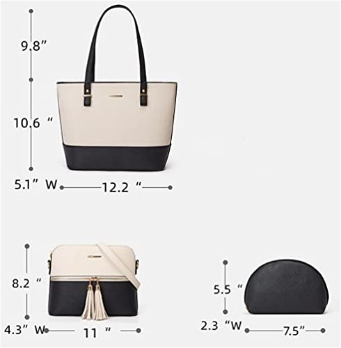 Women Fashion Tote Handbag Satchel 3pcs Purse Set Chic PU Leather Shoulder Bag Clutch