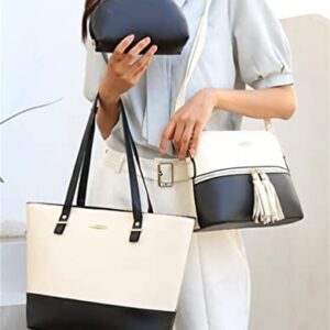 Women Fashion Tote Handbag Satchel 3pcs Purse Set Chic PU Leather Shoulder Bag Clutch