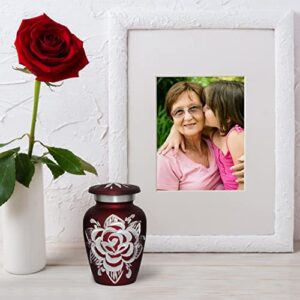 Red Rose Urns - Keepsake Urns for Human Ashes - Mini Urns Set of 6 with Premium Box & Bags - Honor Your Loved One with Handcrafted Small Cremation Urns - Perfect Red Urns for Adults & Infants