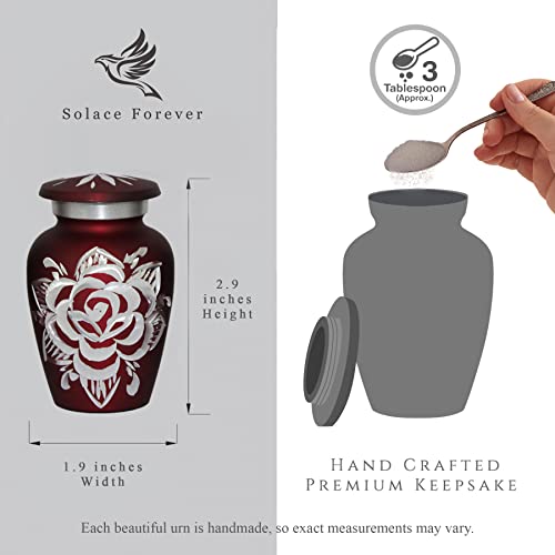 Red Rose Urns - Keepsake Urns for Human Ashes - Mini Urns Set of 6 with Premium Box & Bags - Honor Your Loved One with Handcrafted Small Cremation Urns - Perfect Red Urns for Adults & Infants