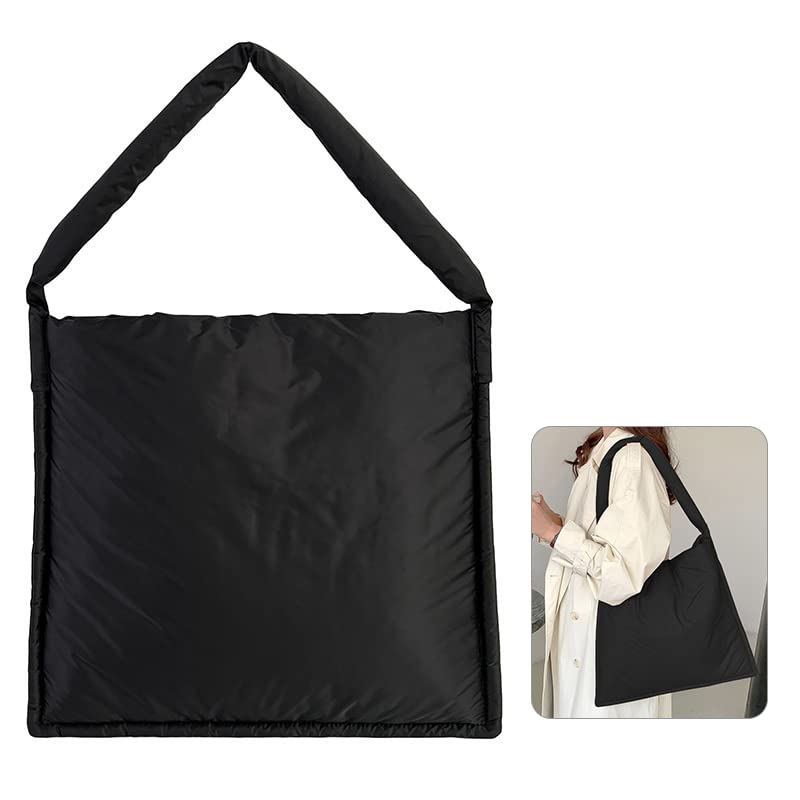 Elegant Women Winter Autumn Soft Puffer Quilted tote Shoulder Bag Handbag Pillow Bag (Black)
