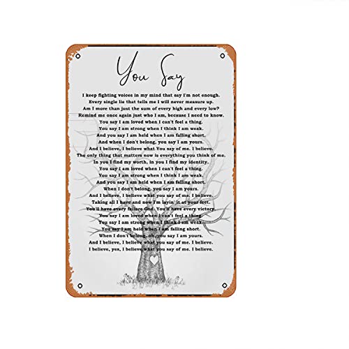 You Say Lauren Daigle Song Lyrics Poster Look Up Child Music Album Canvas Lauren Daigle Music Poster Lauren Daigle Song Poster Gift Art Print Wall Art Metal Painting 12x8 Inch Vintage Tin Sign Art Print Décor