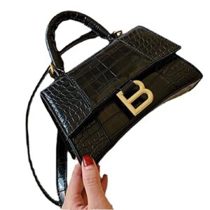 upinrun women’s shoulder bag crossbody tote bag crocodile print handbags purses for women (black)