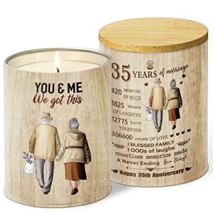 35th anniversary romantic candle gifts, wedding anniversary couple gifts for him her, 35th wedding gift for wife mom husband mom grandma grandpa, 35 years of marriage lavender candle gift