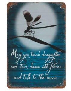 retro metal tin sign 8 x 12 inches dragonfly may you touch dragonflies stars dance with fairies metal tin sign home decoration art poster metal sign tin painting novelty wall art decorative crafts