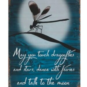 Retro Metal Tin Sign 8 X 12 Inches Dragonfly May You Touch Dragonflies Stars Dance with Fairies Metal Tin Sign Home Decoration Art Poster Metal Sign Tin Painting Novelty Wall Art Decorative Crafts