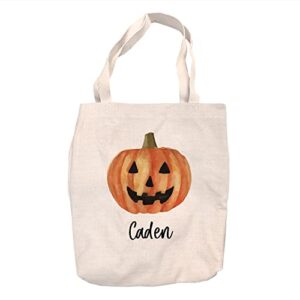 pattern pop – personalized halloween tote bag – graphic canvas tote bag – personalized candy bag for trick or treat – 16” x 14.5” – jack o’ lantern