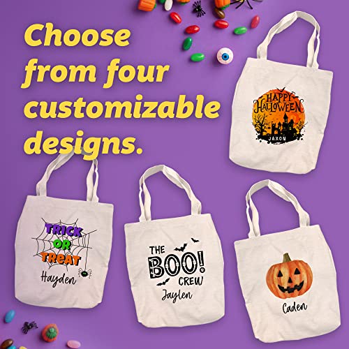 Pattern Pop - Personalized Halloween Tote Bag - Graphic Canvas Tote Bag - Personalized Candy Bag for Trick or Treat - 16” x 14.5” - Jack o’ Lantern