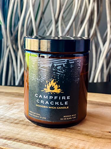 Campfire Candle Scented| 8oz Firewood Scented Candles for Men Wood Wick, Long Lasting, Masculine Scents, Natural Soy Jar Candle for Home, The Perfect Mens Gift.