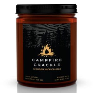 Campfire Candle Scented| 8oz Firewood Scented Candles for Men Wood Wick, Long Lasting, Masculine Scents, Natural Soy Jar Candle for Home, The Perfect Mens Gift.