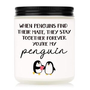 anniversary romantic gifts for him her, wife mothers day gifts from husband, boyfriend girlfriend birthday gifts, i love you gifts, candle gifts for him her, funny penguin gifts for women men