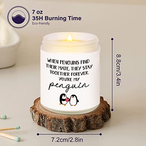 Anniversary Romantic Gifts for Him Her, Wife Mothers Day Gifts from Husband, Boyfriend Girlfriend Birthday Gifts, I Love You Gifts, Candle Gifts for Him Her, Funny Penguin Gifts for Women Men