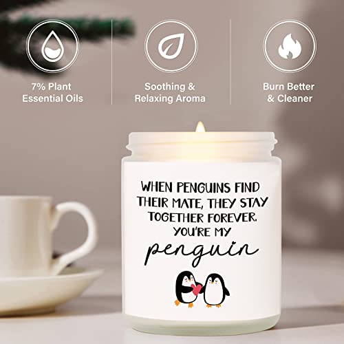 Anniversary Romantic Gifts for Him Her, Wife Mothers Day Gifts from Husband, Boyfriend Girlfriend Birthday Gifts, I Love You Gifts, Candle Gifts for Him Her, Funny Penguin Gifts for Women Men