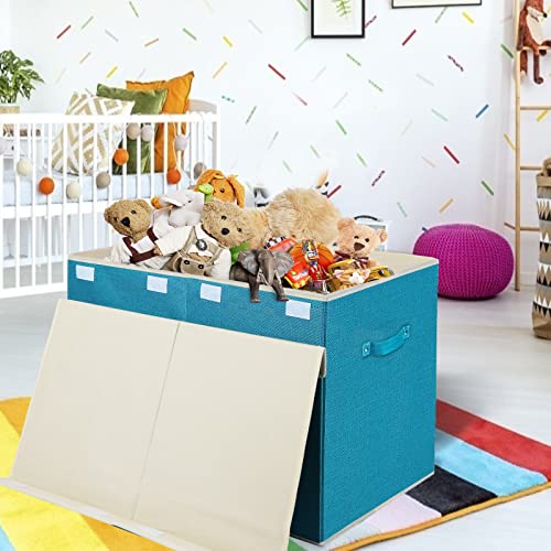 popoly Large Toy Box Chest Storage with Flip-Top Lid, Collapsible Kids Storage Boxes Container Bins for Toys, Playroom Organizers, 25"x13" x16"(Linen)