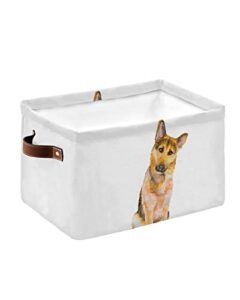 dog lover decor storage bins large foldable storage baskets for shelves, waterproof storage boxes with handles for closet cabinet living room laundry – german shepherd illustrations white backdrop