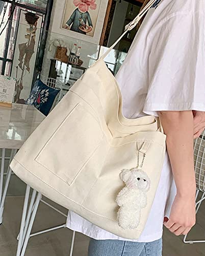 Women Retro Large Size Canvas Shoulder Bag Large Hobo Bag Canvas Crossbody Bag Messenger Tote