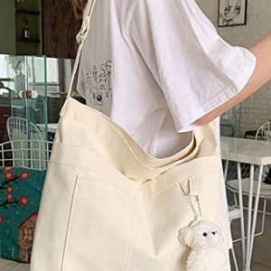 Women Retro Large Size Canvas Shoulder Bag Large Hobo Bag Canvas Crossbody Bag Messenger Tote