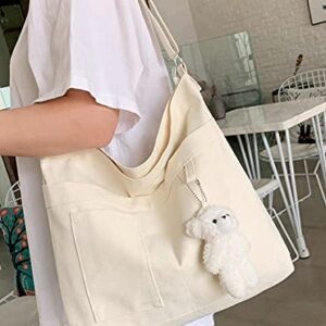 Women Retro Large Size Canvas Shoulder Bag Large Hobo Bag Canvas Crossbody Bag Messenger Tote