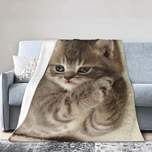 Cute Cat Blanket Plush Warm Throw Blanket Soft Comfort for Sofa Chair Bed Office Travelling Camping 50"x60"