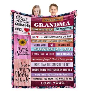 grandma gifts from grandchildren, best grandma birthday gifts unique grandmother blanket from grandkids – christmas, mothers day, thanksgiving, valentines day gifts for grandma throw blanket 60″x50″