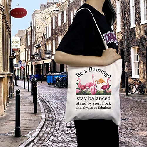 MBMSO Flamingo Gifts Flamingo Tote Bag Flamingo Lover Gifts Pink Flamingo Shopping Bags Be a Flamingo Inspirational Gifts (Be a flamingo TB)