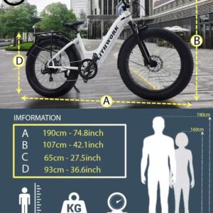 Fat Tire Electric Bike 750W 48V 15Ah BAFANG Hub Motor LG Cell Removable Downtube Integrated Battery 26”×4" High Rise Handlebar Mud Guard Rear Rack 28MPH Road City Shimano 7 Speed UL Ebike for Women