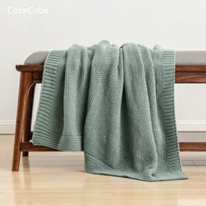 CozeCube Green Throw Blanket for Couch, Soft Cozy Cable Knit Throw Blanket for Bed Sofa Living Room, Lightweight Warm Decorative Farmhouse Christmas Throw Blanket, 50"x60", Sage Green