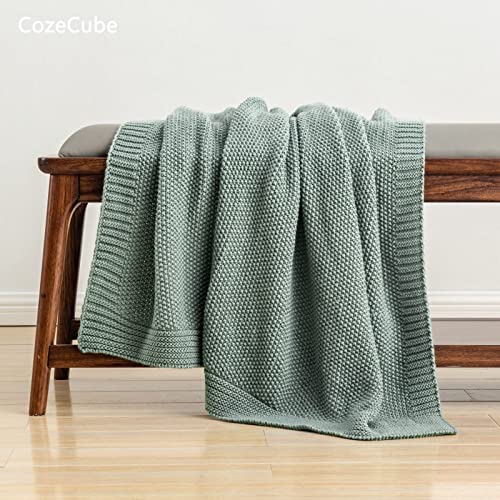 CozeCube Green Throw Blanket for Couch, Soft Cozy Cable Knit Throw Blanket for Bed Sofa Living Room, Lightweight Warm Decorative Farmhouse Christmas Throw Blanket, 50"x60", Sage Green