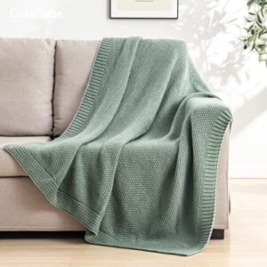 CozeCube Green Throw Blanket for Couch, Soft Cozy Cable Knit Throw Blanket for Bed Sofa Living Room, Lightweight Warm Decorative Farmhouse Christmas Throw Blanket, 50"x60", Sage Green