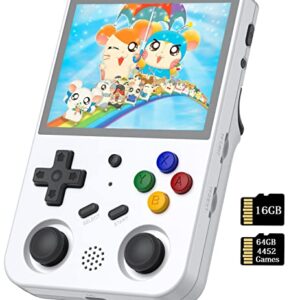 RG353V Handheld Game Console , Dual OS Android 11 and Linux System Support 5G WiFi 4.2 Bluetooth Moonlight Streaming HDMI Output Built-in 64G SD Card 4452 Games (RG353V-White)