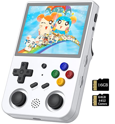 RG353V Handheld Game Console , Dual OS Android 11 and Linux System Support 5G WiFi 4.2 Bluetooth Moonlight Streaming HDMI Output Built-in 64G SD Card 4452 Games (RG353V-White)