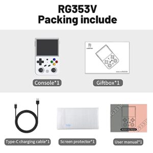 RG353V Handheld Game Console , Dual OS Android 11 and Linux System Support 5G WiFi 4.2 Bluetooth Moonlight Streaming HDMI Output Built-in 64G SD Card 4452 Games (RG353V-White)