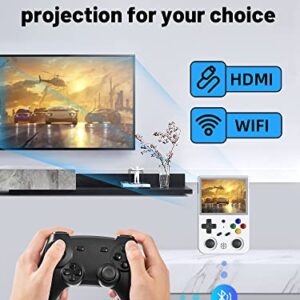 RG353V Handheld Game Console , Dual OS Android 11 and Linux System Support 5G WiFi 4.2 Bluetooth Moonlight Streaming HDMI Output Built-in 64G SD Card 4452 Games (RG353V-White)