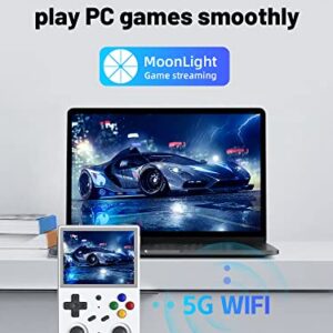 RG353V Handheld Game Console , Dual OS Android 11 and Linux System Support 5G WiFi 4.2 Bluetooth Moonlight Streaming HDMI Output Built-in 64G SD Card 4452 Games (RG353V-White)