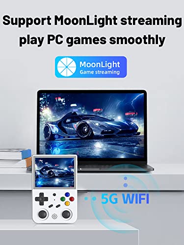 RG353V Handheld Game Console , Dual OS Android 11 and Linux System Support 5G WiFi 4.2 Bluetooth Moonlight Streaming HDMI Output Built-in 64G SD Card 4452 Games (RG353V-White)