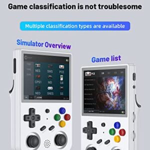 RG353V Handheld Game Console , Dual OS Android 11 and Linux System Support 5G WiFi 4.2 Bluetooth Moonlight Streaming HDMI Output Built-in 64G SD Card 4452 Games (RG353V-White)