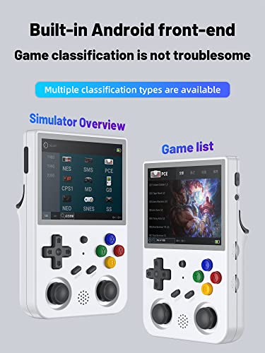 RG353V Handheld Game Console , Dual OS Android 11 and Linux System Support 5G WiFi 4.2 Bluetooth Moonlight Streaming HDMI Output Built-in 64G SD Card 4452 Games (RG353V-White)