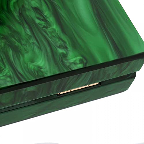 Acrylic Purses Evening Clutch Bag Marbling Handbags for Women Cross Body Bag with Pearl Chain Formal Wedding Prom Party (Dark Green)