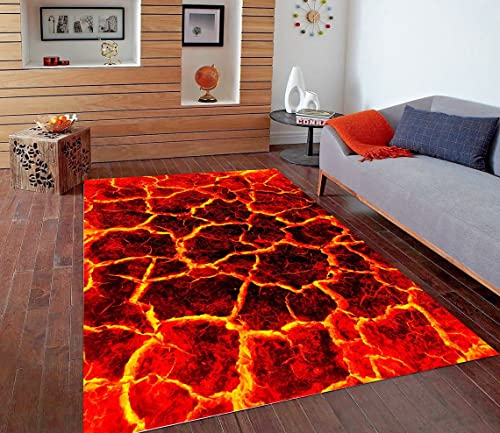 Hot Lava Rug, Lava Rug, Floor is hot Lava, Volcano Floor Rug C942 (23”x31”)=60x80cm