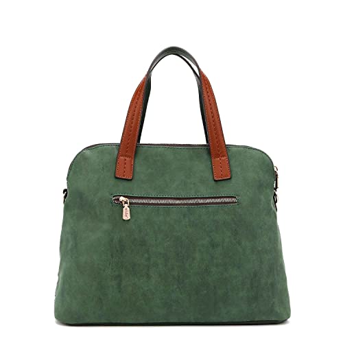 DESTINY BY NICOLE LEE Dome Satchel Crossbody Bag with Adjustable Shoulder Strap Stud Fashion Handbag Suede Eco Leather for Women Girls NK12300 Green