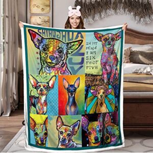 toptree chihuahua blankets fuzzy dog blanket for kids adults lovely oil painting puppy fleece blanket cozy plush doggie sherpa throw blanket for couch bed sofa (60×80 inches)