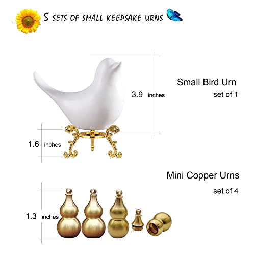 Bird urn Small Urns for Human Ashes - Cremation Keepsakes for Ashes- Mini Urns for Human Ashes-Decorative Urns (Set of 5)