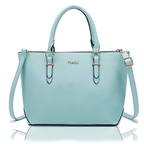 YZAOLL Large Totes Purses for Women Crossbody Satchel Bags Artificial Leather Women's Top-Handle Handbags,IceBlue