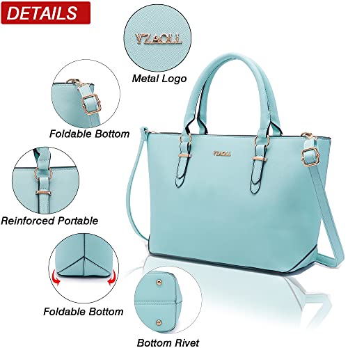 YZAOLL Large Totes Purses for Women Crossbody Satchel Bags Artificial Leather Women's Top-Handle Handbags,IceBlue