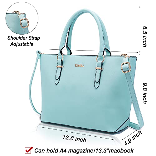 YZAOLL Large Totes Purses for Women Crossbody Satchel Bags Artificial Leather Women's Top-Handle Handbags,IceBlue