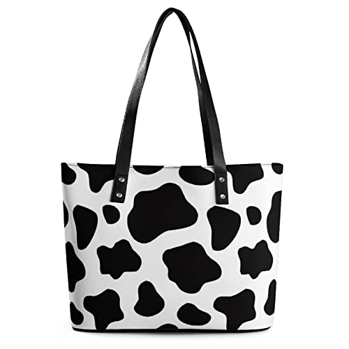 Womens Handbag Cow Pattern Leather Tote Bag Top Handle Satchel Bags For Lady