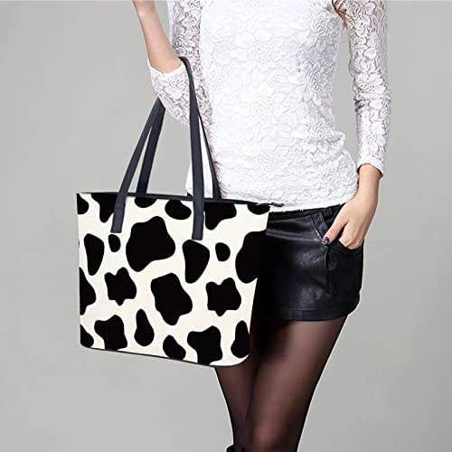 Womens Handbag Cow Pattern Leather Tote Bag Top Handle Satchel Bags For Lady