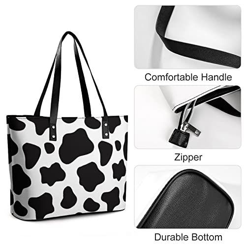 Womens Handbag Cow Pattern Leather Tote Bag Top Handle Satchel Bags For Lady