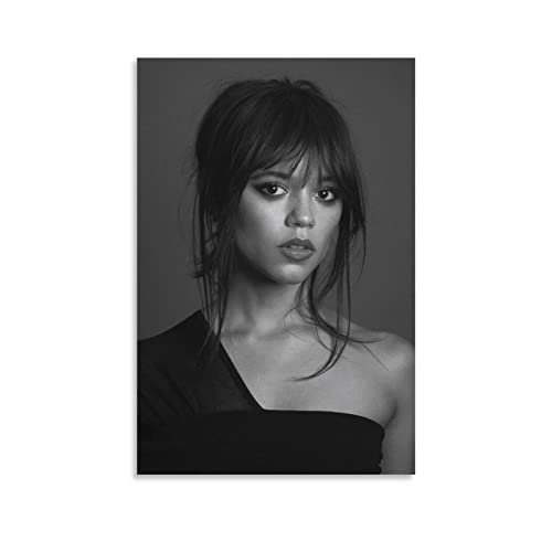 SIMAU Jenna Ortega Poster Black And White Canvas Wall Art Modern Family Bedroom Decor Posters 12x18inch(30x45cm)